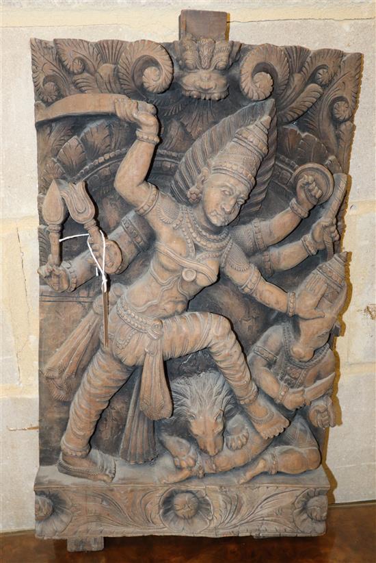 An eastern carved panel, width 36cm, depth 6cm, height 63cm